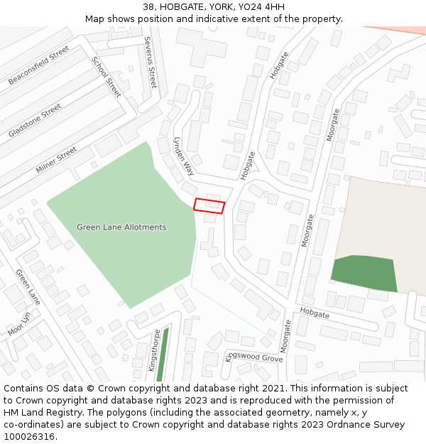 38, HOBGATE, YORK, YO24 4HH: Location map and indicative extent of plot