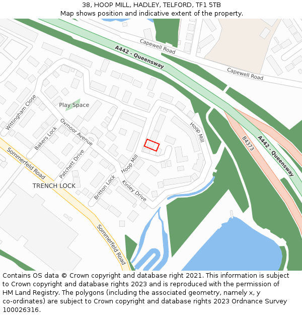 38, HOOP MILL, HADLEY, TELFORD, TF1 5TB: Location map and indicative extent of plot