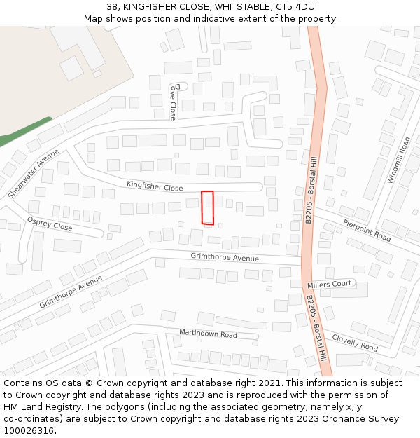 38, KINGFISHER CLOSE, WHITSTABLE, CT5 4DU: Location map and indicative extent of plot