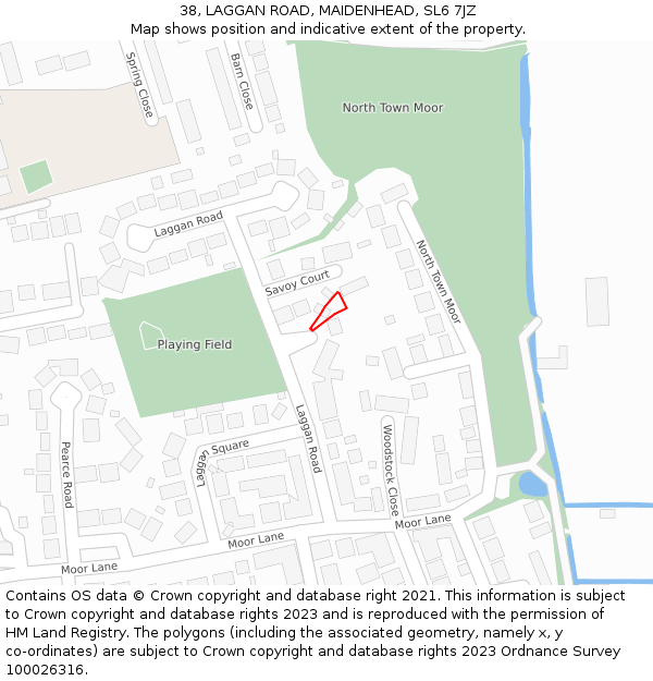 38, LAGGAN ROAD, MAIDENHEAD, SL6 7JZ: Location map and indicative extent of plot