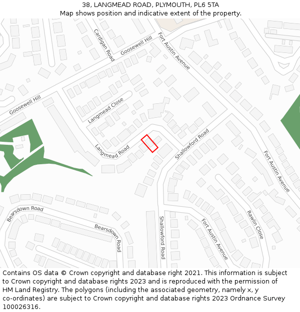 38, LANGMEAD ROAD, PLYMOUTH, PL6 5TA: Location map and indicative extent of plot