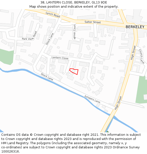 38, LANTERN CLOSE, BERKELEY, GL13 9DE: Location map and indicative extent of plot