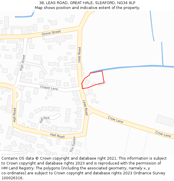 38, LEAS ROAD, GREAT HALE, SLEAFORD, NG34 9LP: Location map and indicative extent of plot