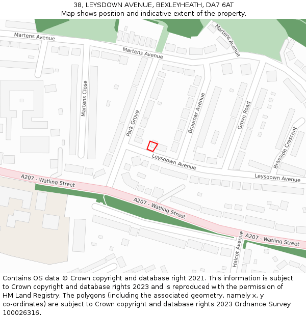38, LEYSDOWN AVENUE, BEXLEYHEATH, DA7 6AT: Location map and indicative extent of plot
