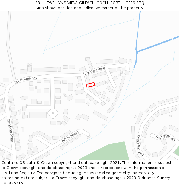 38, LLEWELLYNS VIEW, GILFACH GOCH, PORTH, CF39 8BQ: Location map and indicative extent of plot