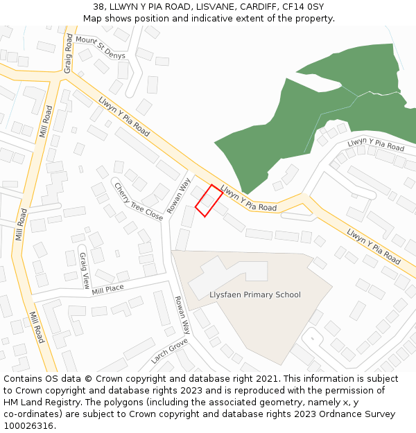 38, LLWYN Y PIA ROAD, LISVANE, CARDIFF, CF14 0SY: Location map and indicative extent of plot