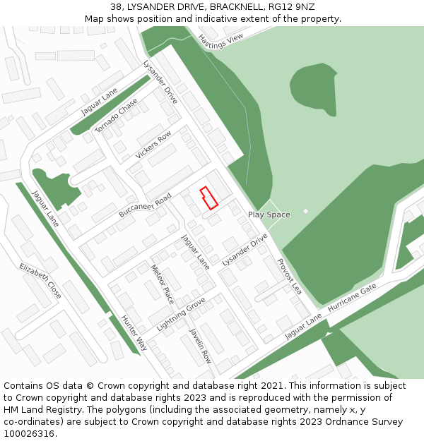 38, LYSANDER DRIVE, BRACKNELL, RG12 9NZ: Location map and indicative extent of plot