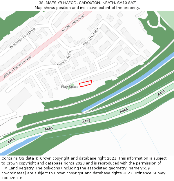 38, MAES YR HAFOD, CADOXTON, NEATH, SA10 8AZ: Location map and indicative extent of plot