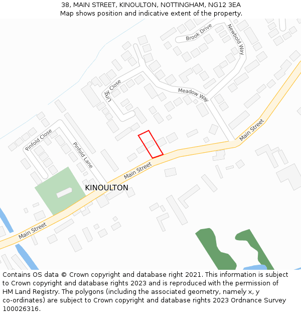 38, MAIN STREET, KINOULTON, NOTTINGHAM, NG12 3EA: Location map and indicative extent of plot