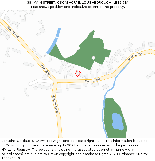 38, MAIN STREET, OSGATHORPE, LOUGHBOROUGH, LE12 9TA: Location map and indicative extent of plot