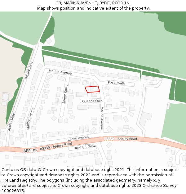 38, MARINA AVENUE, RYDE, PO33 1NJ: Location map and indicative extent of plot