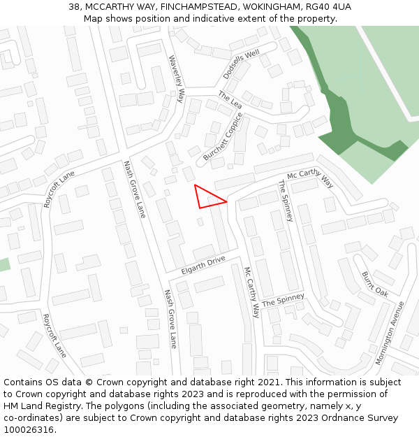 38, MCCARTHY WAY, FINCHAMPSTEAD, WOKINGHAM, RG40 4UA: Location map and indicative extent of plot