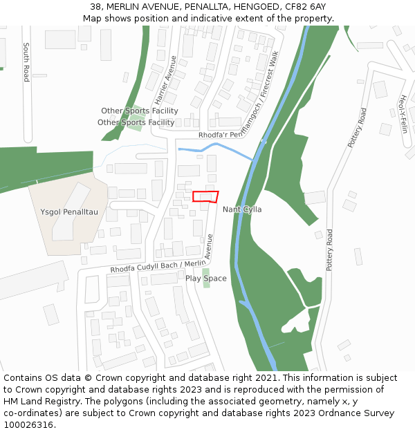 38, MERLIN AVENUE, PENALLTA, HENGOED, CF82 6AY: Location map and indicative extent of plot