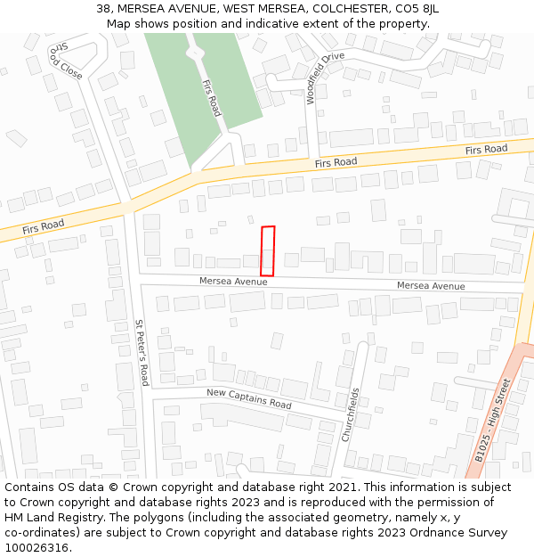 38, MERSEA AVENUE, WEST MERSEA, COLCHESTER, CO5 8JL: Location map and indicative extent of plot