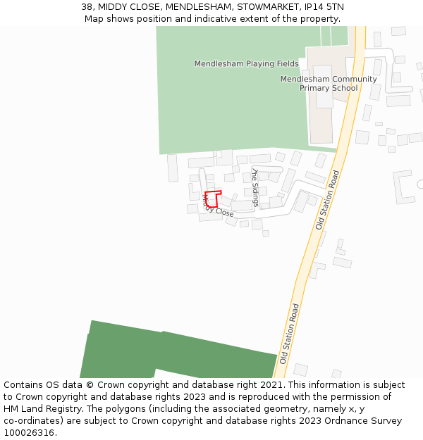 38, MIDDY CLOSE, MENDLESHAM, STOWMARKET, IP14 5TN: Location map and indicative extent of plot