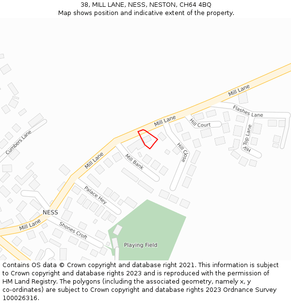 38, MILL LANE, NESS, NESTON, CH64 4BQ: Location map and indicative extent of plot