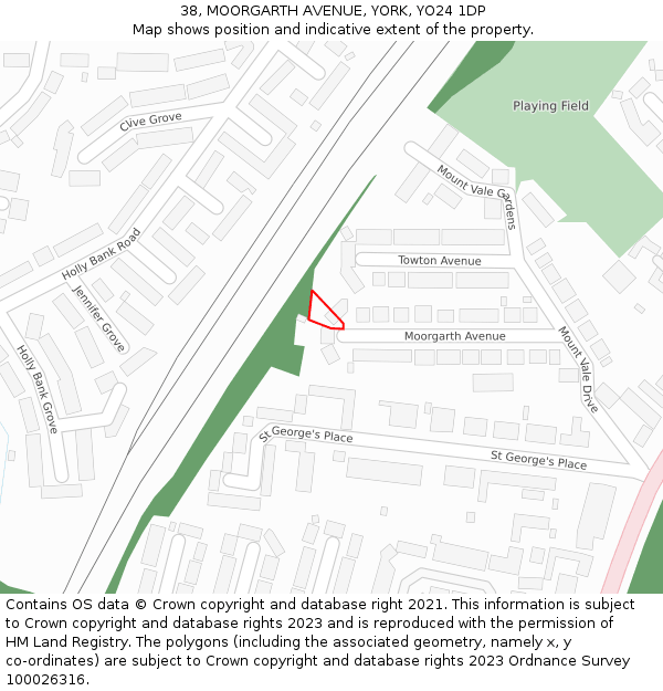 38, MOORGARTH AVENUE, YORK, YO24 1DP: Location map and indicative extent of plot
