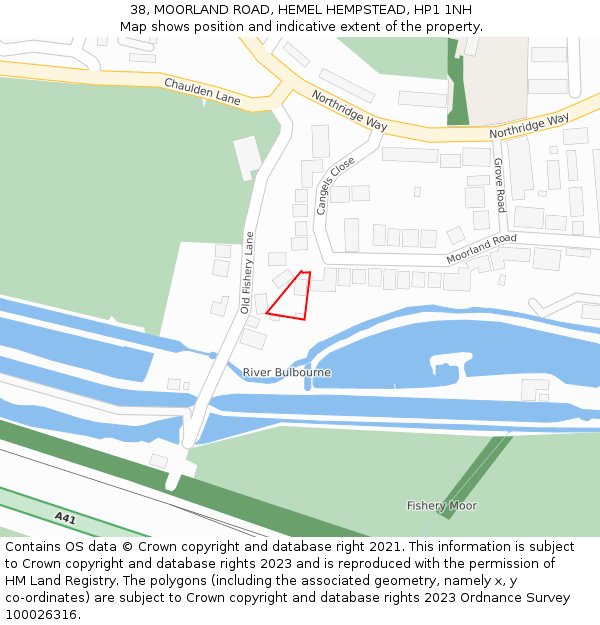 38, MOORLAND ROAD, HEMEL HEMPSTEAD, HP1 1NH: Location map and indicative extent of plot