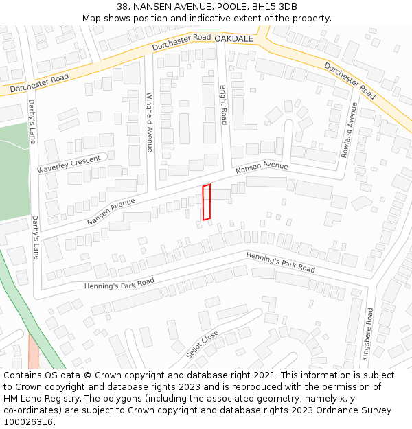 38, NANSEN AVENUE, POOLE, BH15 3DB: Location map and indicative extent of plot