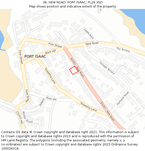 38, NEW ROAD, PORT ISAAC, PL29 3SD: Location map and indicative extent of plot