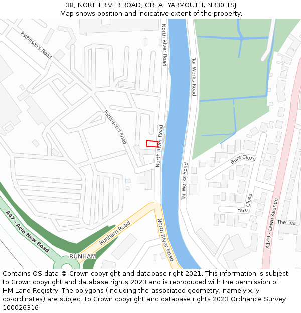 38, NORTH RIVER ROAD, GREAT YARMOUTH, NR30 1SJ: Location map and indicative extent of plot