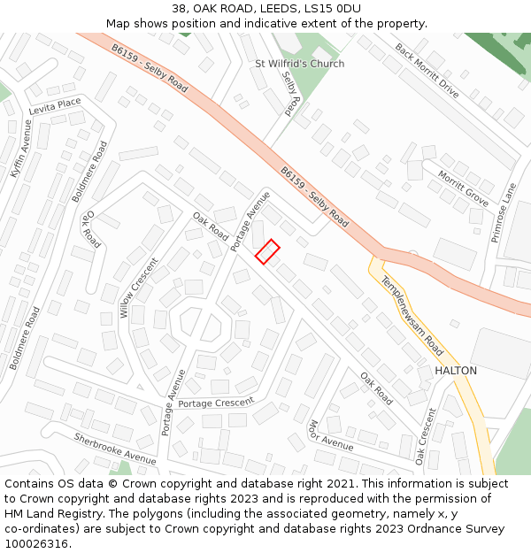 38, OAK ROAD, LEEDS, LS15 0DU: Location map and indicative extent of plot