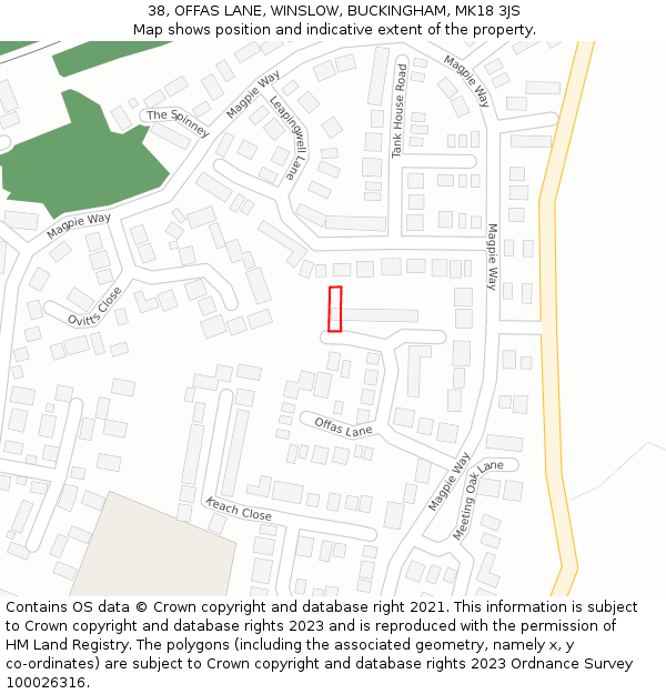 38, OFFAS LANE, WINSLOW, BUCKINGHAM, MK18 3JS: Location map and indicative extent of plot