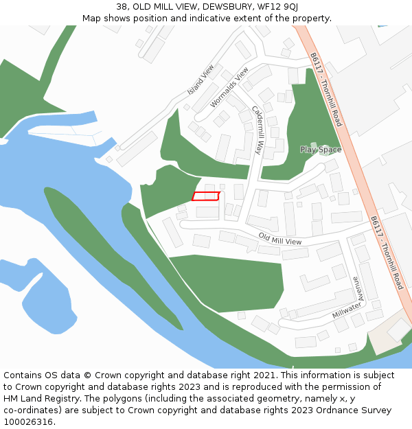 38, OLD MILL VIEW, DEWSBURY, WF12 9QJ: Location map and indicative extent of plot