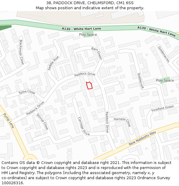 38, PADDOCK DRIVE, CHELMSFORD, CM1 6SS: Location map and indicative extent of plot