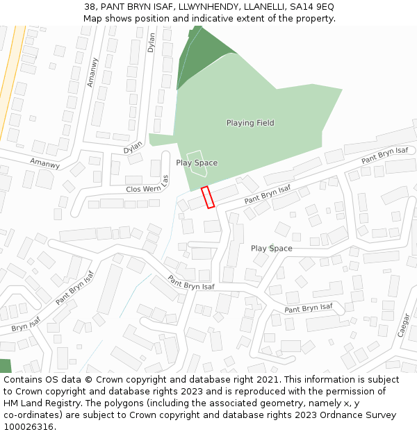 38, PANT BRYN ISAF, LLWYNHENDY, LLANELLI, SA14 9EQ: Location map and indicative extent of plot