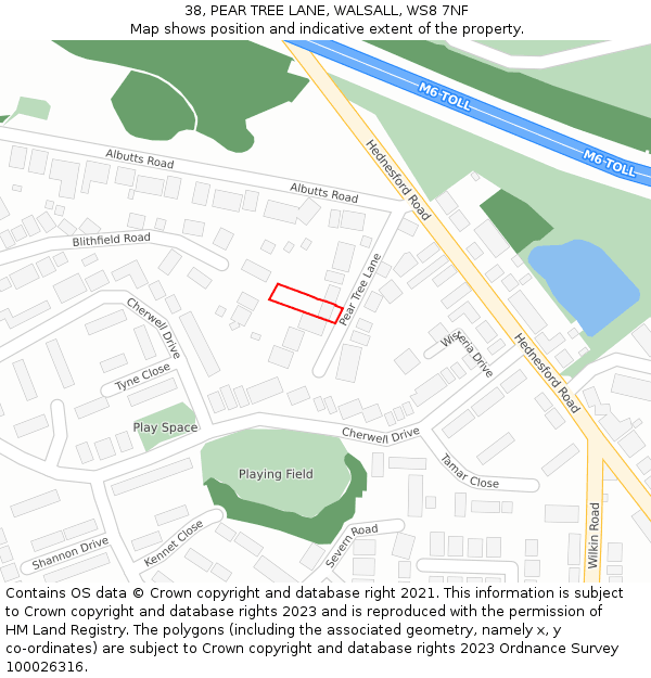 38, PEAR TREE LANE, WALSALL, WS8 7NF: Location map and indicative extent of plot