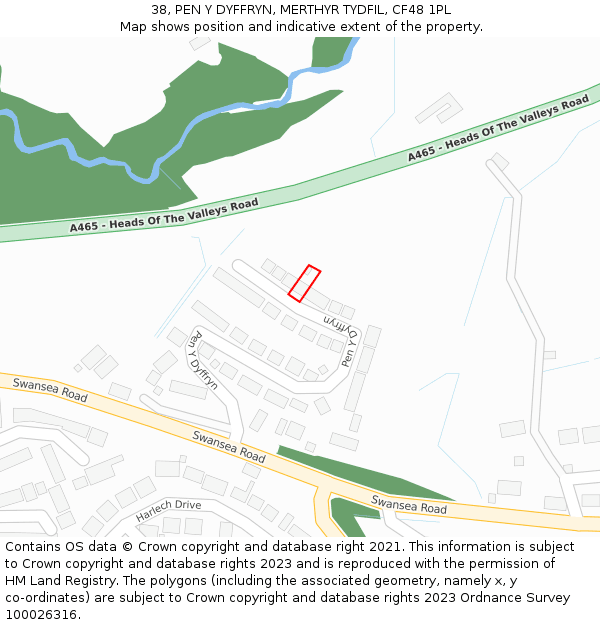 38, PEN Y DYFFRYN, MERTHYR TYDFIL, CF48 1PL: Location map and indicative extent of plot