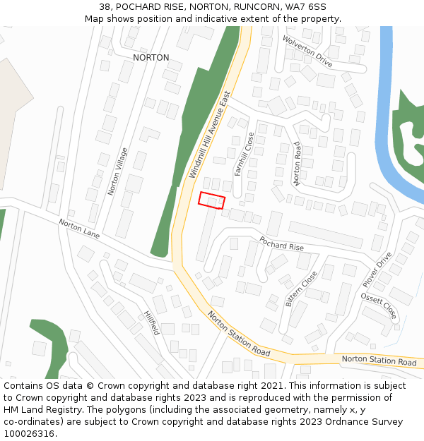38, POCHARD RISE, NORTON, RUNCORN, WA7 6SS: Location map and indicative extent of plot