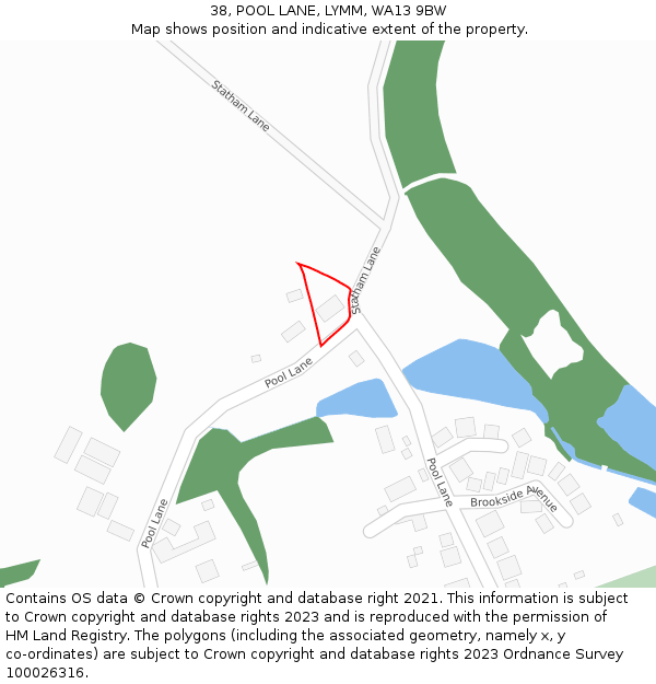 38, POOL LANE, LYMM, WA13 9BW: Location map and indicative extent of plot