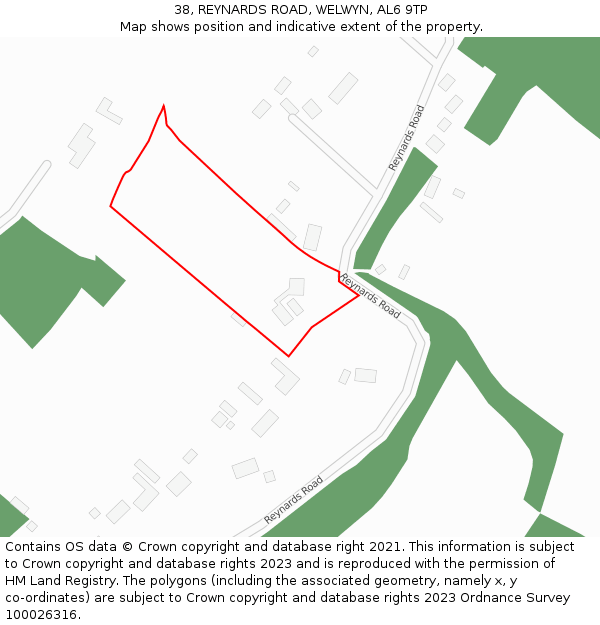 38, REYNARDS ROAD, WELWYN, AL6 9TP: Location map and indicative extent of plot