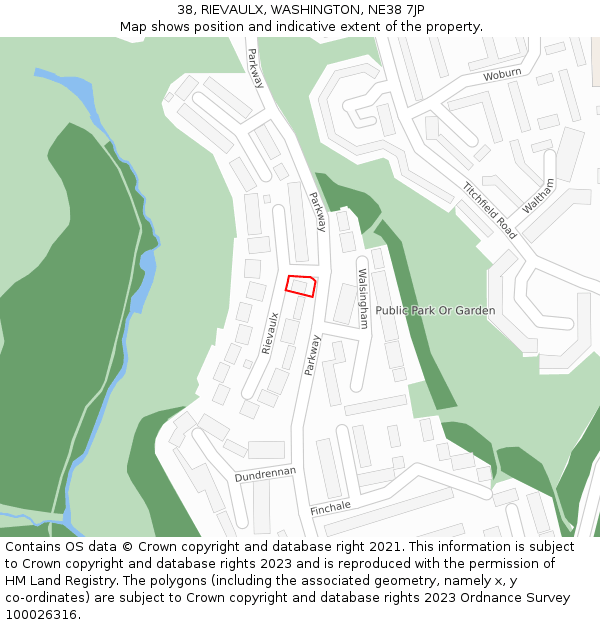 38, RIEVAULX, WASHINGTON, NE38 7JP: Location map and indicative extent of plot