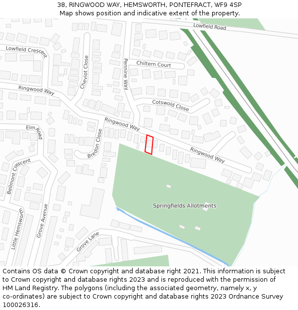 38, RINGWOOD WAY, HEMSWORTH, PONTEFRACT, WF9 4SP: Location map and indicative extent of plot