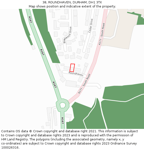 38, ROUNDHAVEN, DURHAM, DH1 3TX: Location map and indicative extent of plot