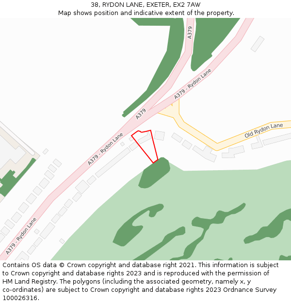 38, RYDON LANE, EXETER, EX2 7AW: Location map and indicative extent of plot