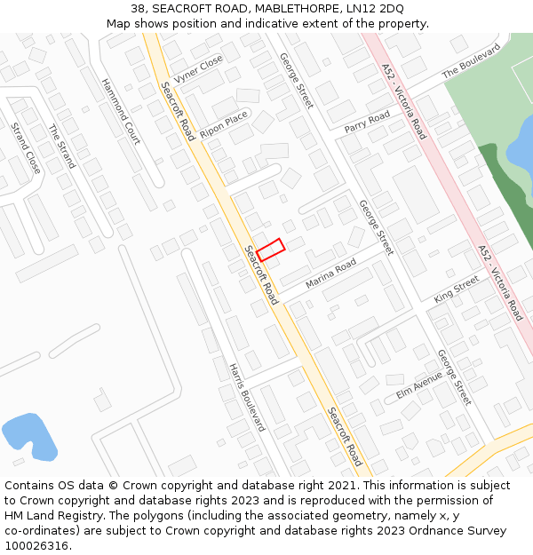 38, SEACROFT ROAD, MABLETHORPE, LN12 2DQ: Location map and indicative extent of plot