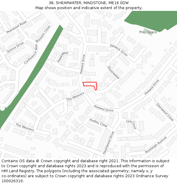 38, SHEARWATER, MAIDSTONE, ME16 0DW: Location map and indicative extent of plot