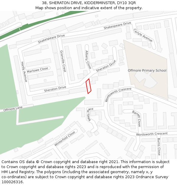 38, SHERATON DRIVE, KIDDERMINSTER, DY10 3QR: Location map and indicative extent of plot