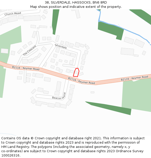 38, SILVERDALE, HASSOCKS, BN6 8RD: Location map and indicative extent of plot