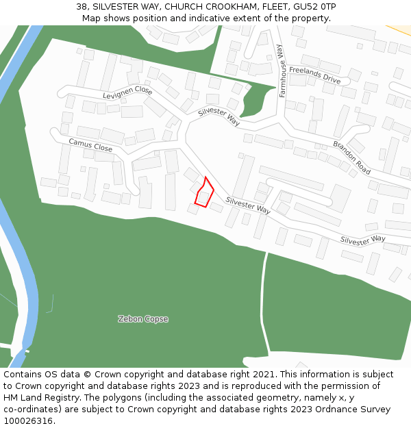 38, SILVESTER WAY, CHURCH CROOKHAM, FLEET, GU52 0TP: Location map and indicative extent of plot