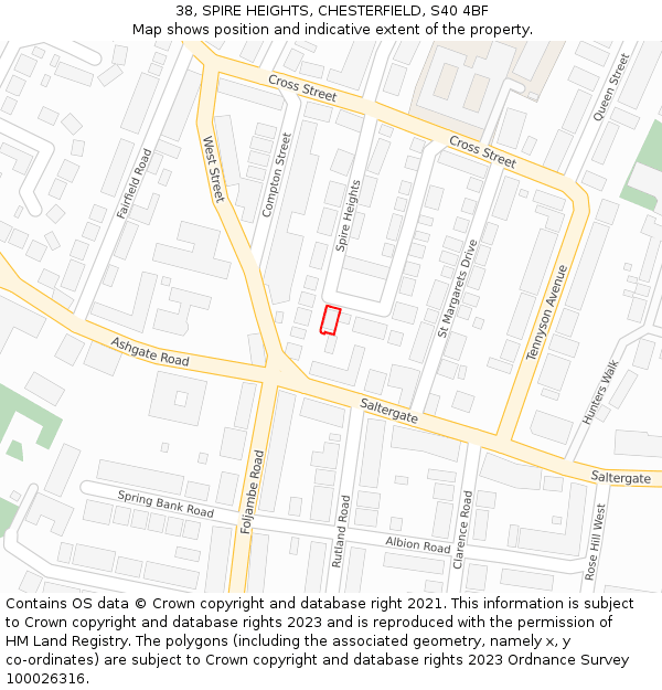 38, SPIRE HEIGHTS, CHESTERFIELD, S40 4BF: Location map and indicative extent of plot