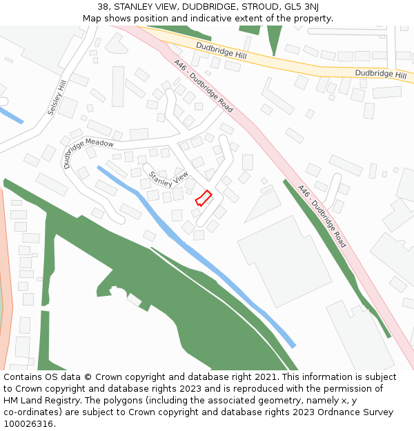 38, STANLEY VIEW, DUDBRIDGE, STROUD, GL5 3NJ: Location map and indicative extent of plot