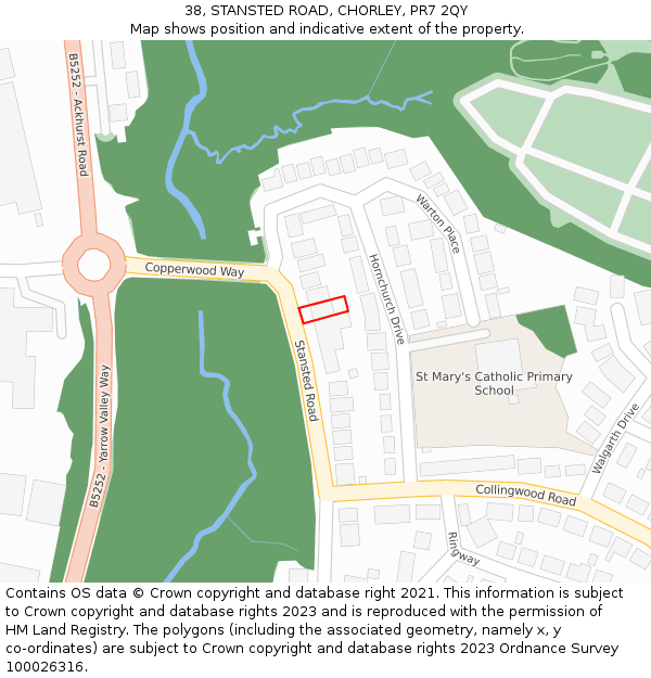 38, STANSTED ROAD, CHORLEY, PR7 2QY: Location map and indicative extent of plot