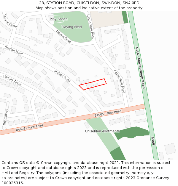 38, STATION ROAD, CHISELDON, SWINDON, SN4 0PD: Location map and indicative extent of plot