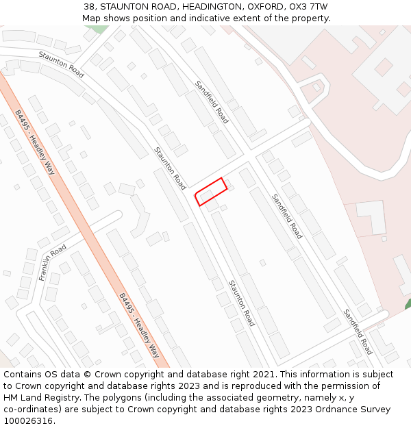 38, STAUNTON ROAD, HEADINGTON, OXFORD, OX3 7TW: Location map and indicative extent of plot