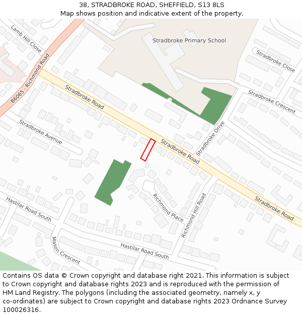 38, STRADBROKE ROAD, SHEFFIELD, S13 8LS: Location map and indicative extent of plot